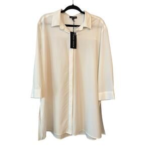 Modern Works Cream Button-up Blouse XL NEW With Tags Classic Closet Staple